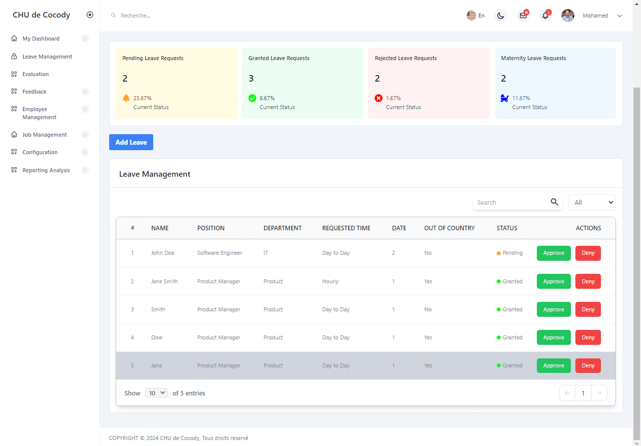 HR Portal screenshot